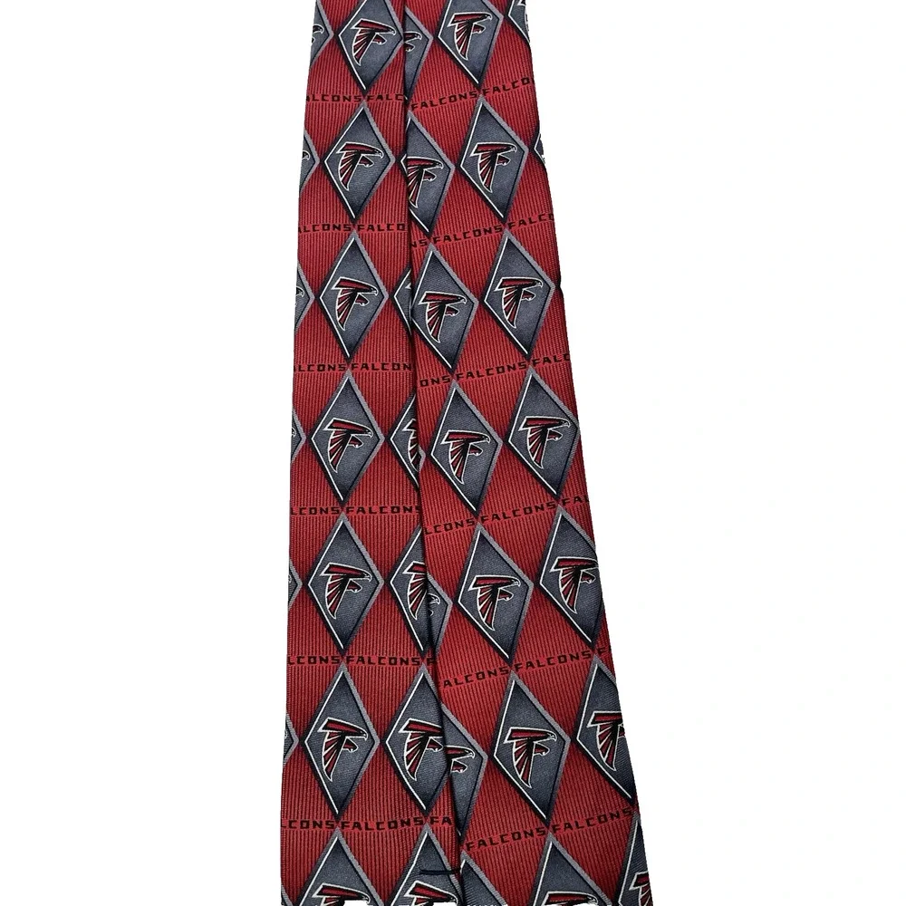 Atlanta Falcons NFL 100% Silk Necktie Red Gray Team Logo Geometric Men's Tie